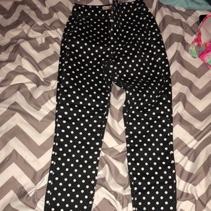 Black and white polka dot skinny jeans